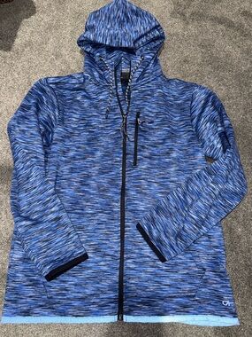 GapFit Blue Space-Dye Hooded Zip Jacket